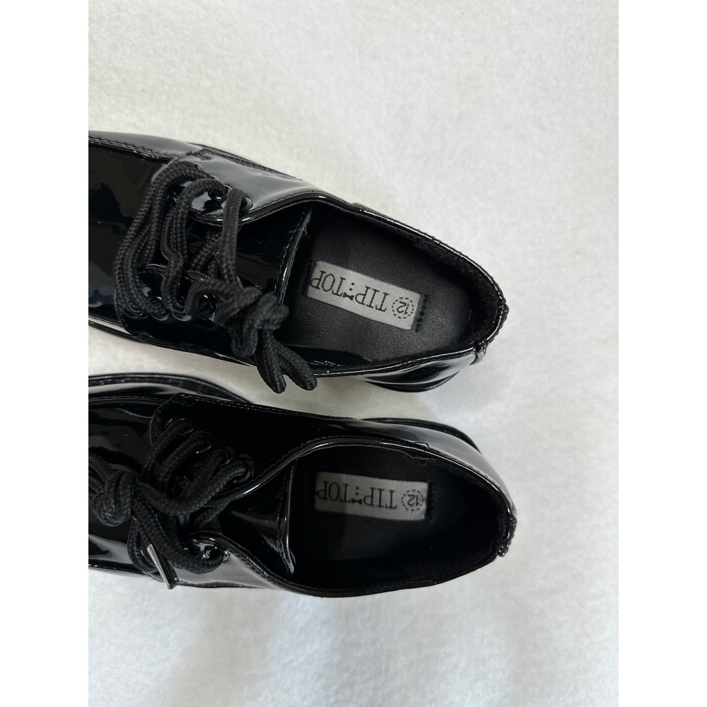 Tip Top Boys Dress Shoes Size 12 Black Patent Leather Lace Up Excellent - Picture 3 of 6
